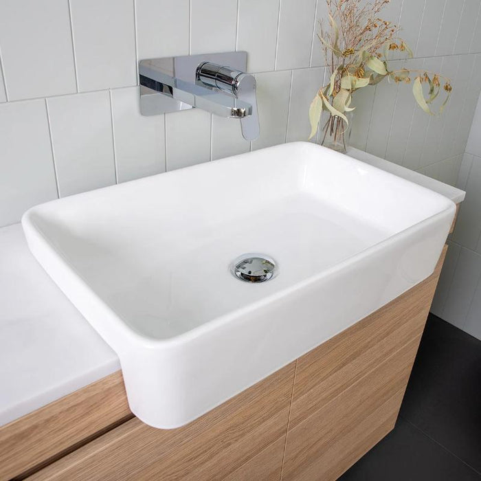 ADP Lino White Gloss Semi-Recessed Ceramic Basin-TOPCLIN5938GW-blue-leaf-bathware