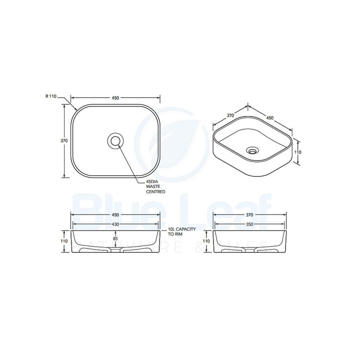ADP Louie Gloss White Ceramic Above Counter Basin-TOPCLOU4537GW-blue-leaf-bathware
