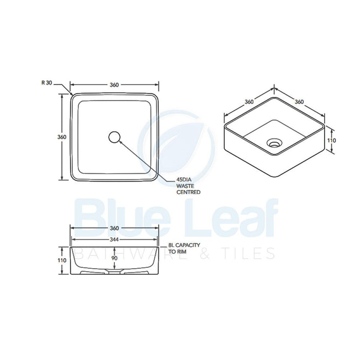 ADP Malo Gloss White Ceramic Above Counter Basin-TOPCMALWH-blue-leaf-bathware