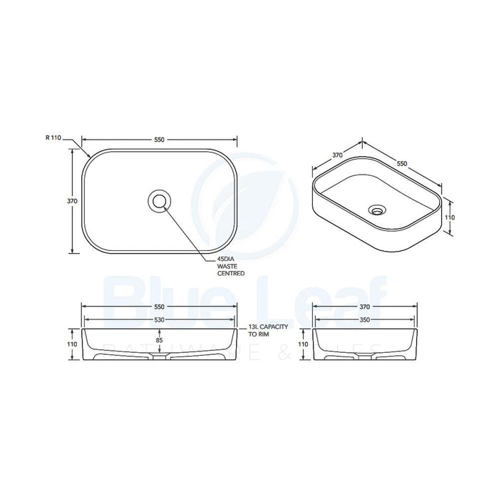 ADP Max Gloss White Ceramic Above Counter Basin-TOPCMAX5537GW-blue-leaf-bathware