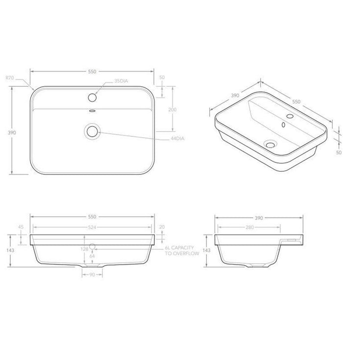 ADP Miya 550 Semi-Inset Solid Surface Basin-blue-leaf-bathware