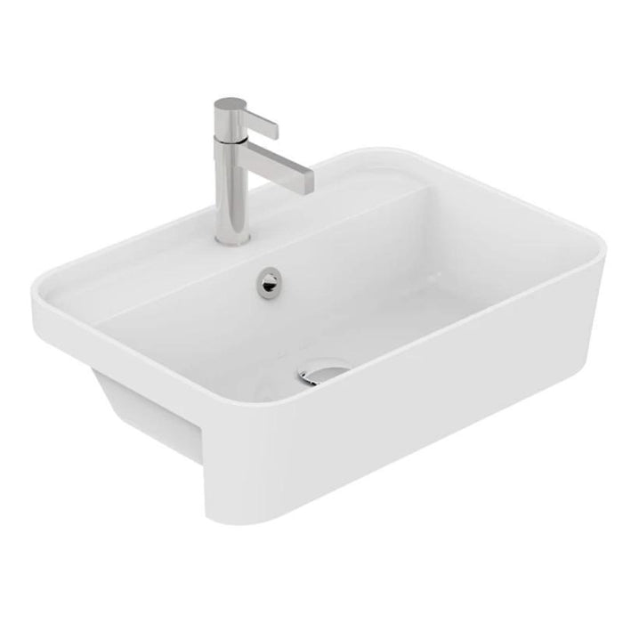 ADP Miya 550 Semi-Recessed Solid Surface Basin-blue-leaf-bathware