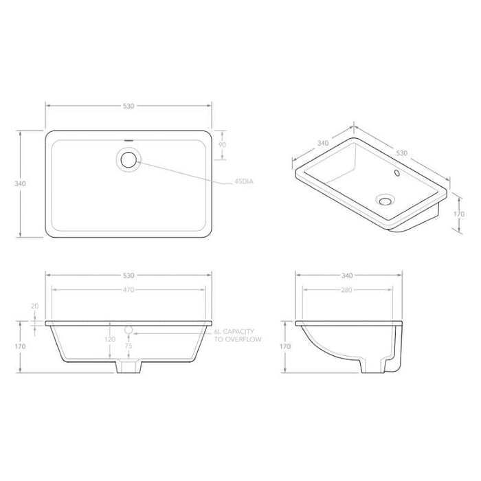 ADP Nesa White Gloss Undermount Ceramic Basin-TOPCNES5234-blue-leaf-bathware