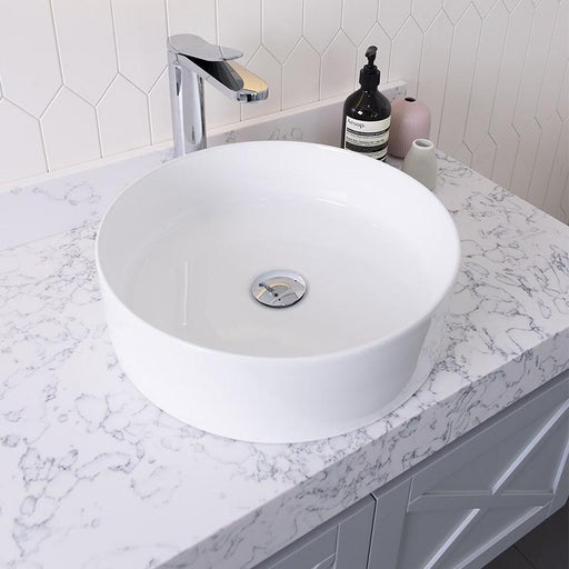 ADP Robbie Gloss White Ceramic Above Counter Basin-TOPCROB400GW-blue-leaf-bathware