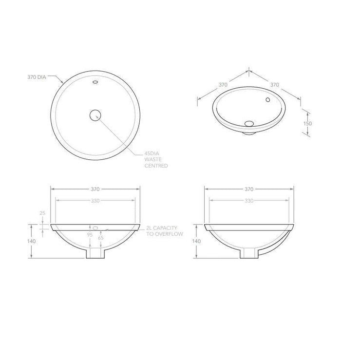 ADP Round White Gloss Undermount Ceramic Basin-BT016-blue-leaf-bathware