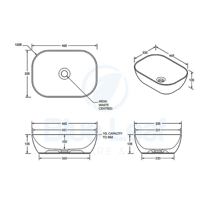 ADP Stadium Gloss White Ceramic Above Counter Basin-TOPCSTA4632GW-blue-leaf-bathware