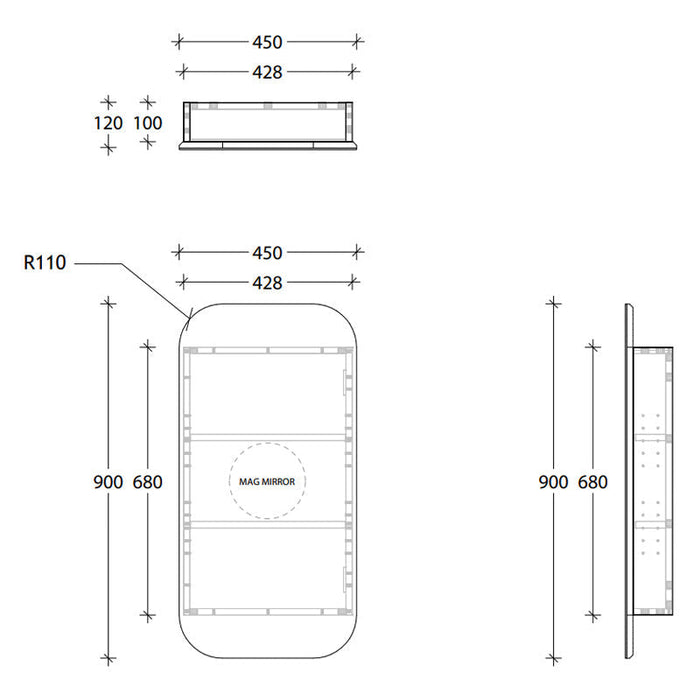 ADP Stadium Shaving Cabinet-STSC4580-blue-leaf-bathware