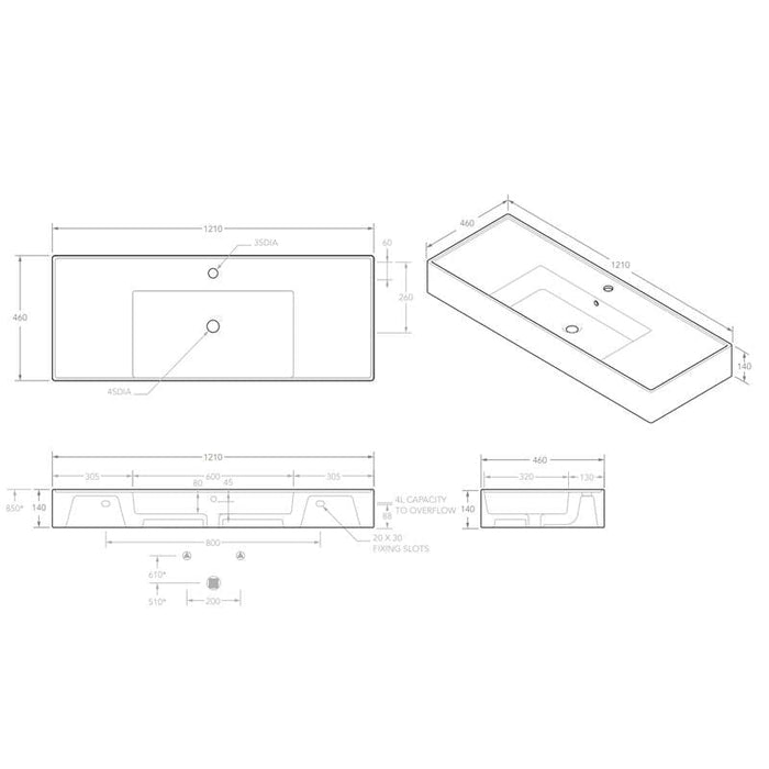 ADP Teorema 1200mm Centre Ceramic Basin-blue-leaf-bathware