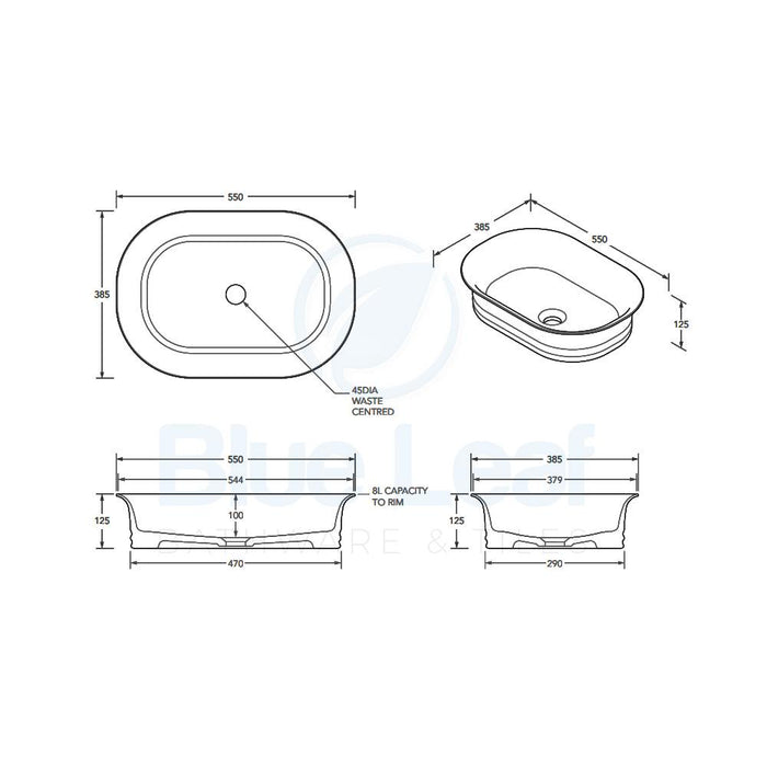 ADP Titan Gloss White Ceramic Above Counter Basin-TOPCTITWH-blue-leaf-bathware