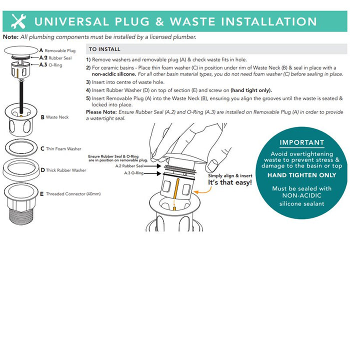 ADP Universal Pop-Up Waste - Chrome-PWMMUSHBC-blue-leaf-bathware