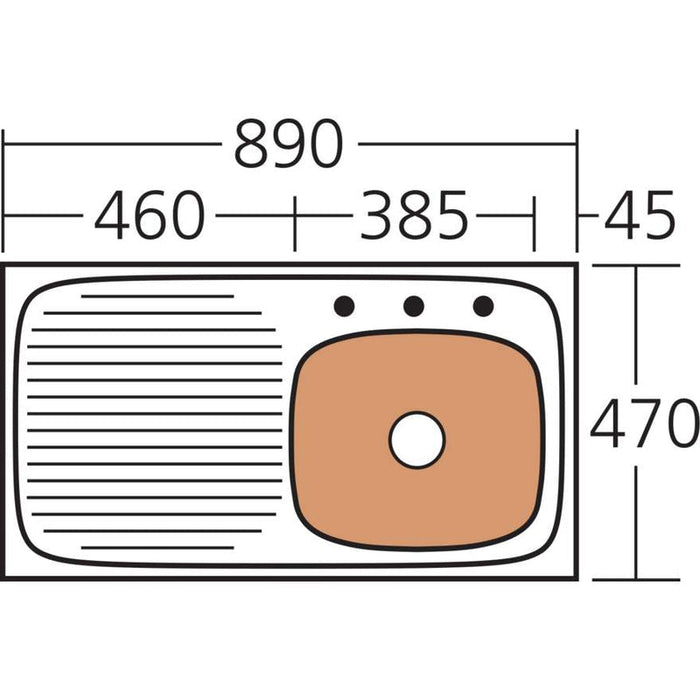 Oliveri Ultraform Single Bowl Sink With Left Hand Drainer-UF02 1TH-blue-leaf-bathware