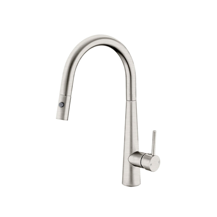 Nero Dolce Pull Out Sink Mixer With Vegie Spray Function - Brushed Nickel-NR581009cBN-blue-leaf-bathware