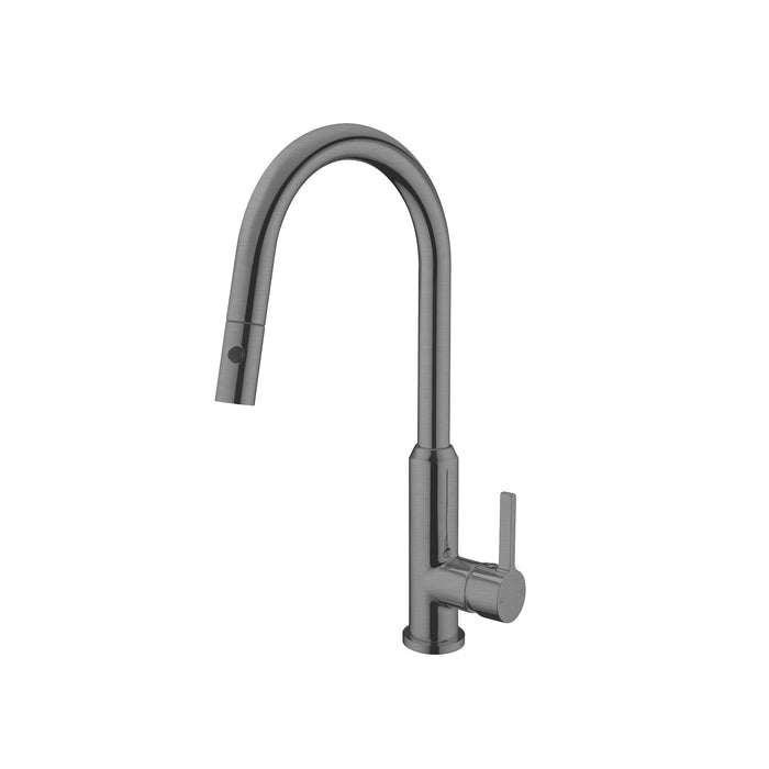 Nero Pearl Pull Out Sink Mixer With Vegie Spray Function - Gun Metal-NR231708GM-blue-leaf-bathware