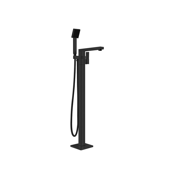 Nero Square Freestanding Bath Mixer With Hand Shower - Matte Black-NR310703aMB-blue-leaf-bathware