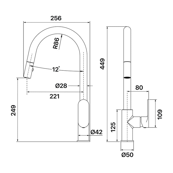 Mixx Saffron Pull Out Sink Mixer - Brushed Nickel