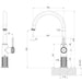 Phoenix Wiltern Sink Mixer 200mm Line Drawing