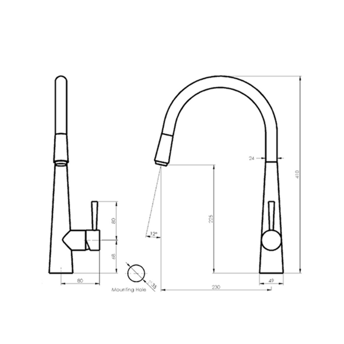 Galiano Pull-Down Sink Mixer Gun Metal