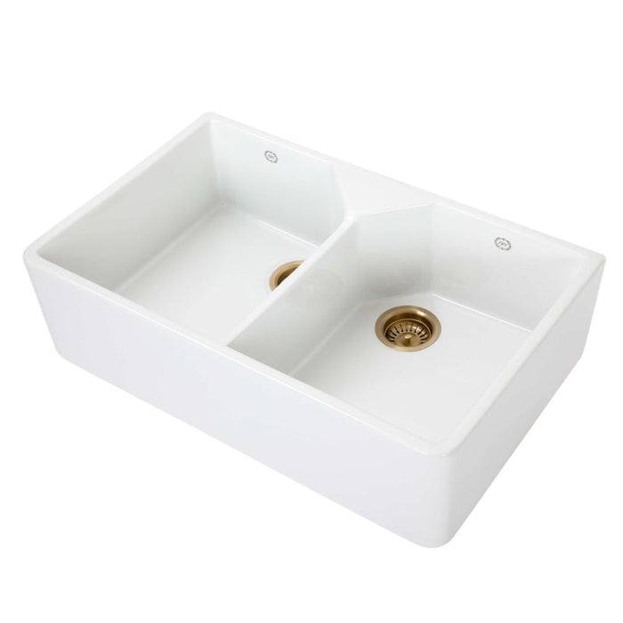 1901 Double Butler Sink 800mm - Gloss White-AB0200-BGW-blue-leaf-bathware