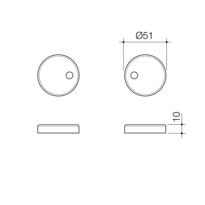 Caroma Toilet Seat Hinge Caps (Liano/Arc/Xena) - Brushed Bronze - Technical Drawing
