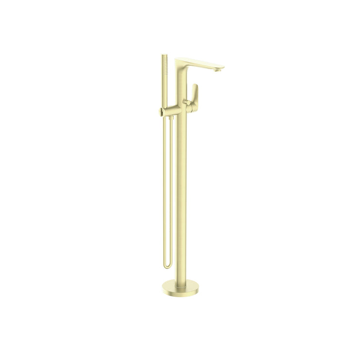 Nero Bianca Freestanding Bath Mixer With Hand Shower - Brushed Gold-NR321503aBG-blue-leaf-bathware