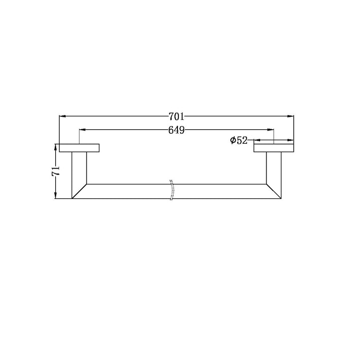 Nero Dolce Single Towel Rail 700mm - Brushed Nickel-NR3630BN-blue-leaf-bathware