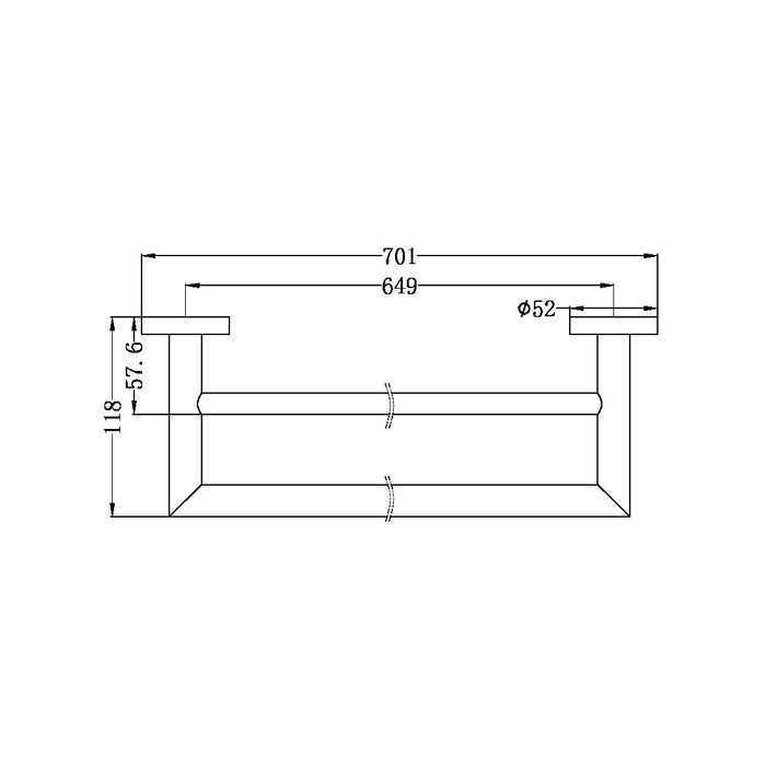 Nero Dolce Double Towel Rail 700mm - Brushed Nickel-NR3630dBN-blue-leaf-bathware