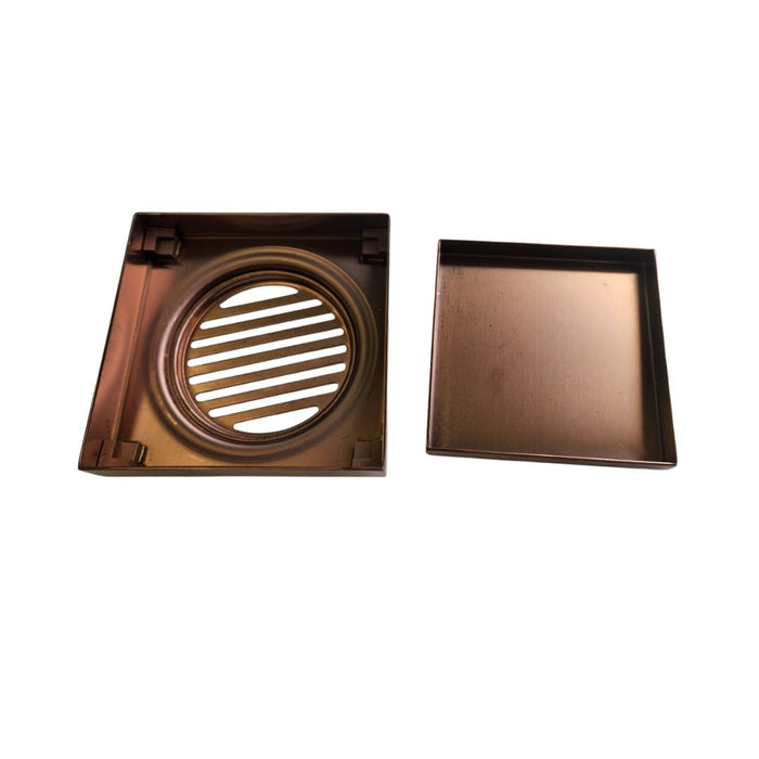 Kano Square Tile Insert Floor Waste - Brushed Copper