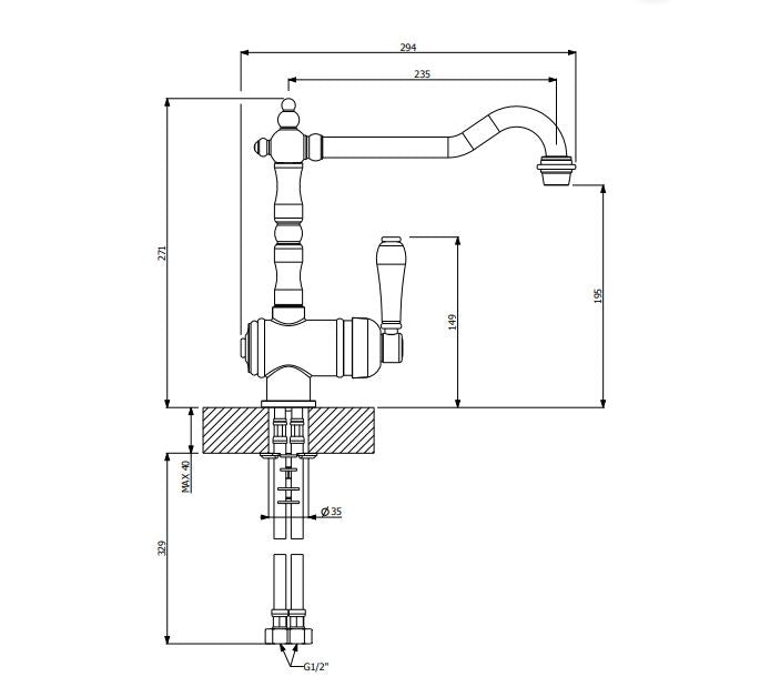 Provincial Single lever kitchen mixer - Chrome