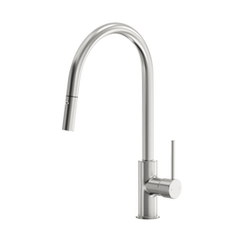 Abey Lucia Pull Out Gooseneck Kitchen Mixer Brushed Nickel
