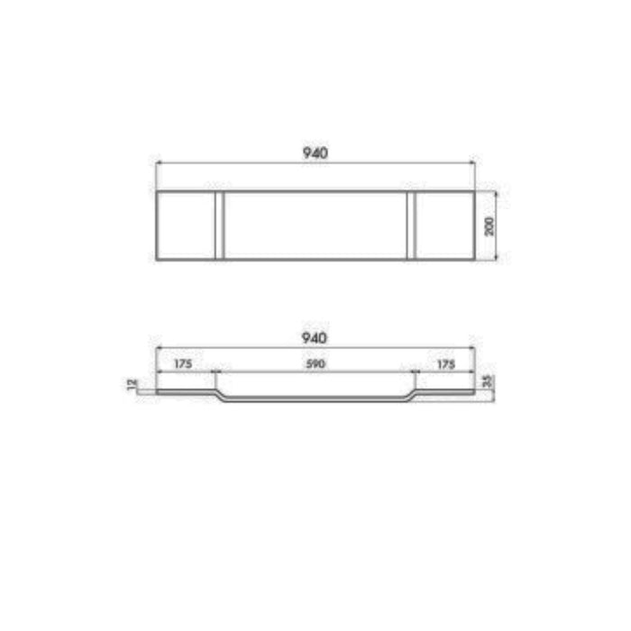 Turner Hastings Solid Surface Bath Caddy 94 x 20 - Matte White