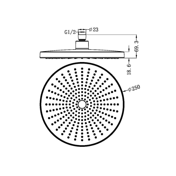 Nero Opal 250mm Shower Head - Matte Black-NR508079MB-blue-leaf-bathware