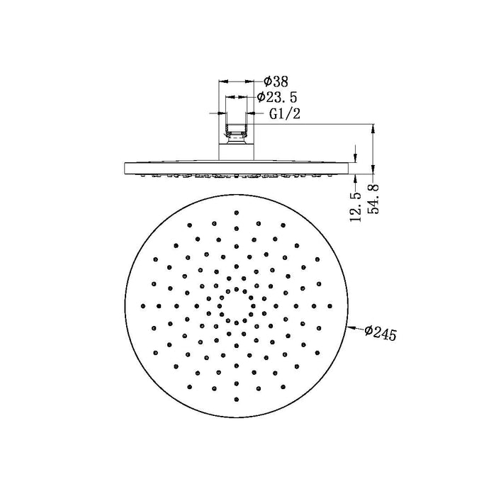 Nero 250mm Abs Round Shower Head - Matte Black-NR508088MB-blue-leaf-bathware