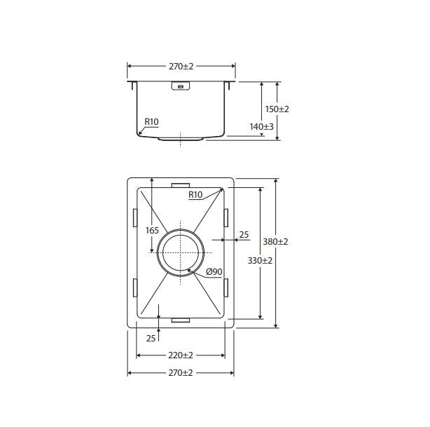 Fienza Hana 10L Single Kitchen Sink - Brushed Copper