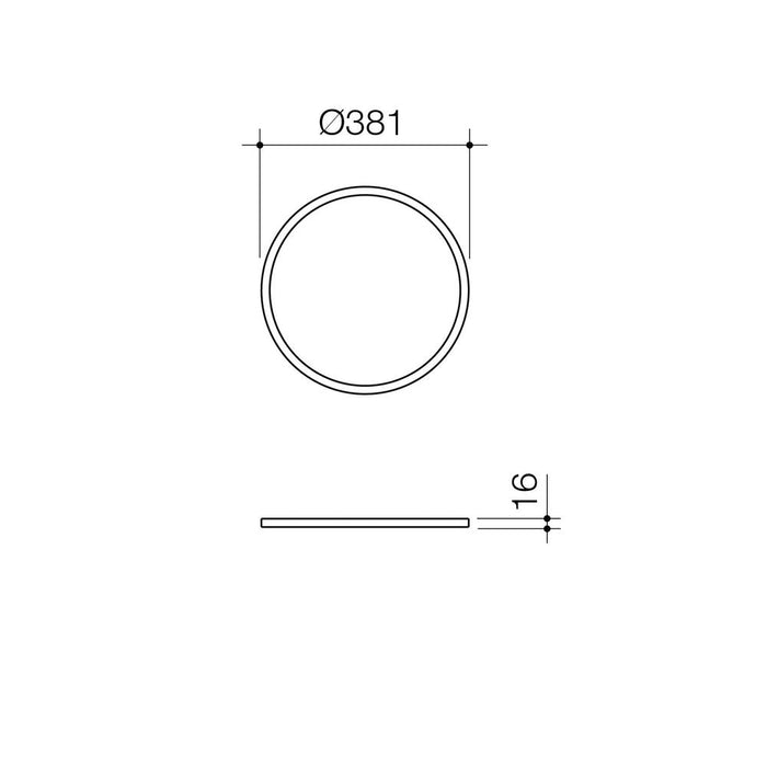 Caroma Liano II 400mm Round Basin Dress Ring - Technical Drawing