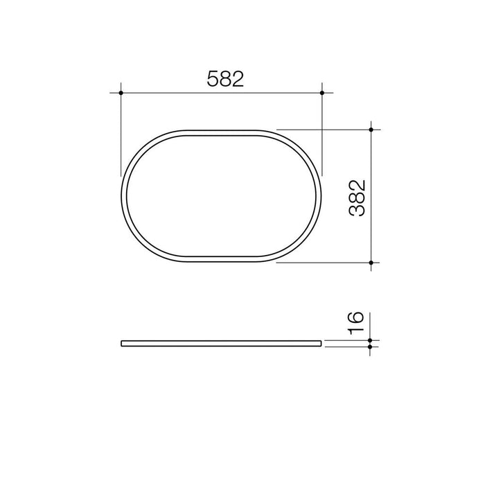 Caroma Liano II 600mm Pill Basin Dress Ring - Technical Drawing