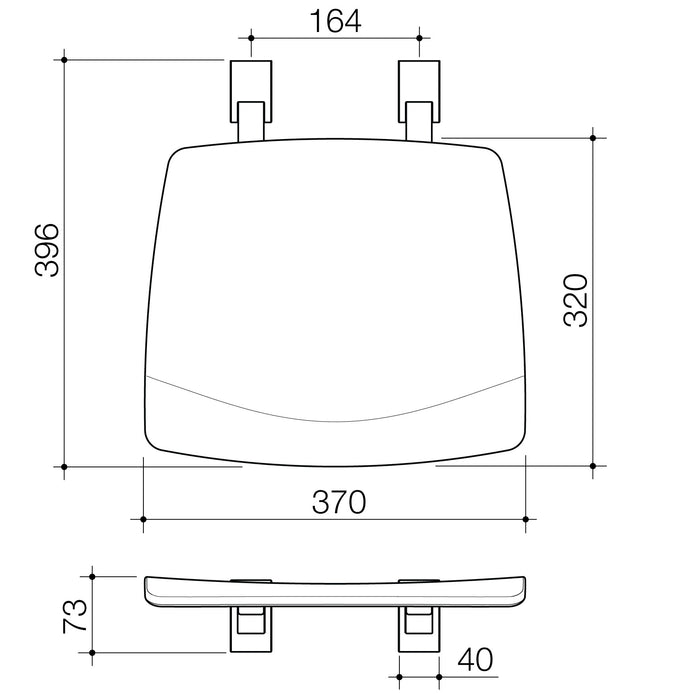 Caroma Opal Support Shower Seat Folding - Dimensions & Technical Drawing
