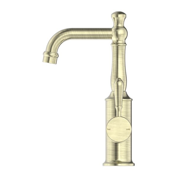 Nero York Basin Mixer With Metal Lever - Aged Brass-NR69210102AB-blue-leaf-bathware