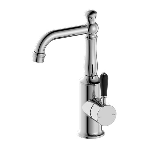 Nero York Basin Mixer With Black Porcelain Lever - Chrome-NR69210103CH-blue-leaf-bathware