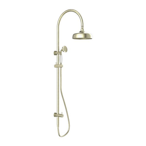 Nero York Twin Shower With White Porcelain Hand Shower - Aged Brass-NR69210501AB-blue-leaf-bathware