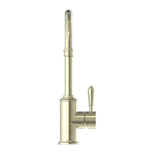 Nero York Kitchen Mixer Gooseneck Spout With Metal Lever - Aged Brass-NR69210602AB-blue-leaf-bathware