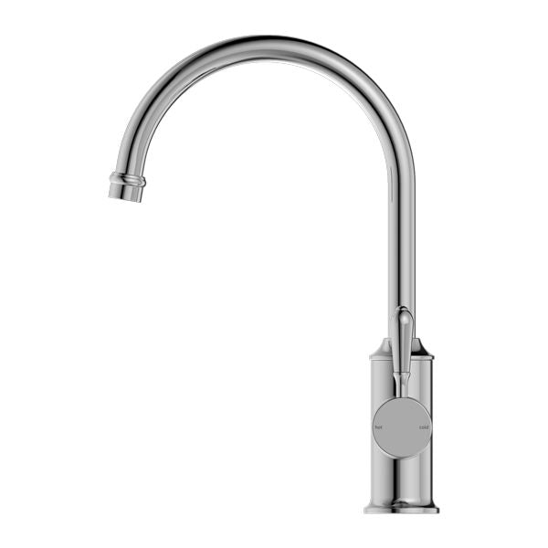 Nero York Kitchen Mixer Gooseneck Spout With Metal Lever - Chrome-NR69210602CH-blue-leaf-bathware