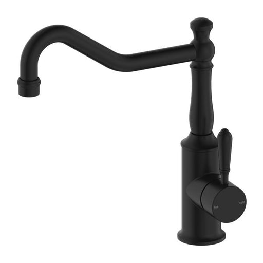 Nero York Kitchen Mixer Hook Spout With Metal Lever - Matte Black-NR69210702MB-blue-leaf-bathware