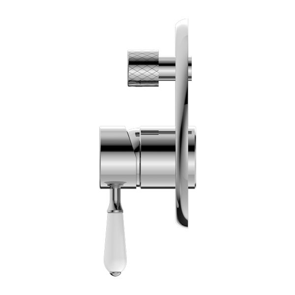 Nero York Shower Mixer With Diverter With White Porcelain Lever - Chrome-NR692109a01CH-blue-leaf-bathware