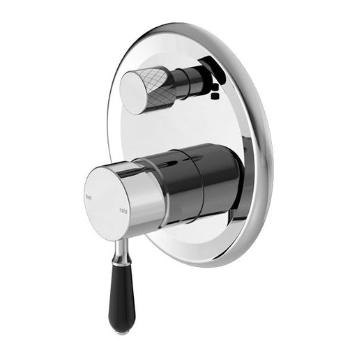 Nero York Shower Mixer With Diverter With Black Porcelain Lever - Chrome-NR692109a03CH-blue-leaf-bathware