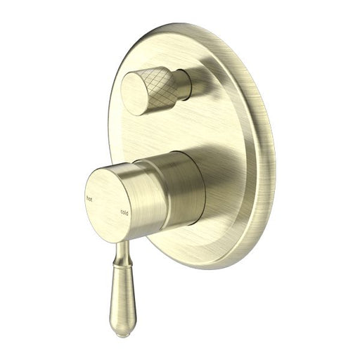 Nero York Shower Mixer With Diverter With Metal Lever - Aged Brass-NR692109a02AB-blue-leaf-bathware