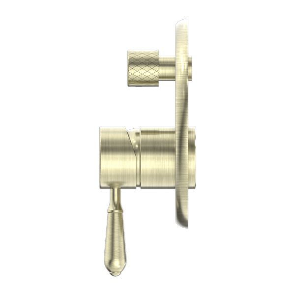 Nero York Shower Mixer With Diverter With Metal Lever - Aged Brass-NR692109a02AB-blue-leaf-bathware