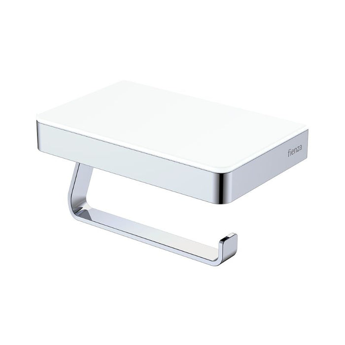 Fienza Tono Toilet Roll Holder with Glass Shelf - Chrome