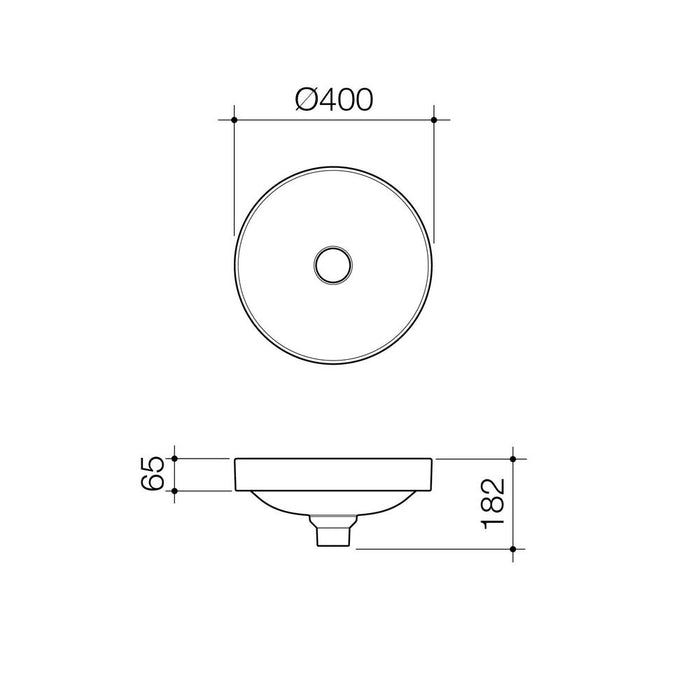 Caroma Liano II 400mm Round Inset Basin - Technical Drawing
