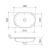 Caroma Liano II 580mm Pill Under/Over Counter Basin with Overflow - Technical Drawing