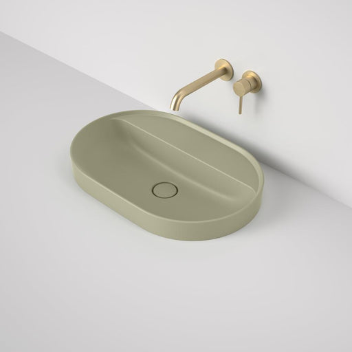 Caroma Liano II 600mm Pill Inset Basin with Tap Landing - Matte Green (0 Tap Hole)